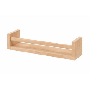 HaramExports Wooden Spice Rack Wall Mounted – Natural Wood Kitchen Organizer Shelf with Rail – Rustic Storage Rack for Spices, Jars & Condiments