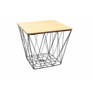 Modern Square Table with Black Metal Base and Wood Top – Versatile Furniture for Home, Office, or Business