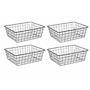 Durable Wire Storage Basket – Multi-Purpose, Stackable, Space-Saving Design (10.0" x 9.8" x 3.9") – Perfect for Organizing Your Home or Office