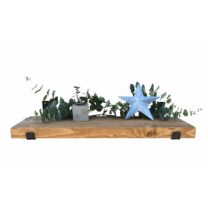 Rustic Solid Wooden Floating Wall Shelf – Handmade Natural Wood Display Shelf with Metal Brackets | Premium Decorative Storage Shelf by Haram Exports